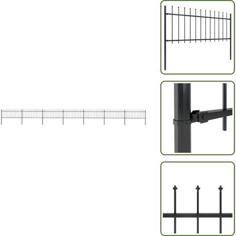 Recinzione per giardino - vidaXL Recinzione da Giardino con Punta a Lancia in Acciaio 1248x80 cm Nero - Recinzione per casa