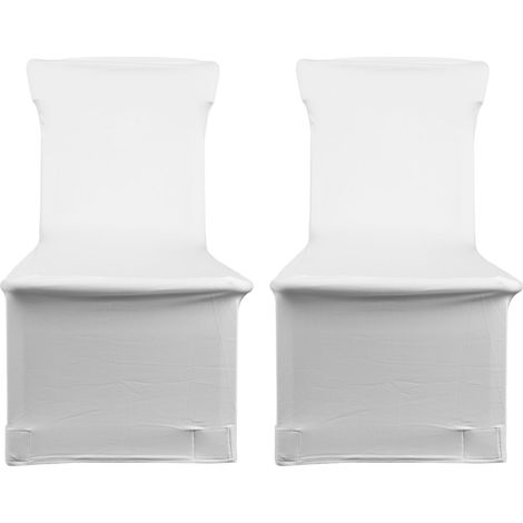 Lot de 2 Housses de Chaise Élastiques en Spandex Résistantes, Unies Blanches Anti-Taches pour Réceptions, Mariages et Banquets (1/5)
