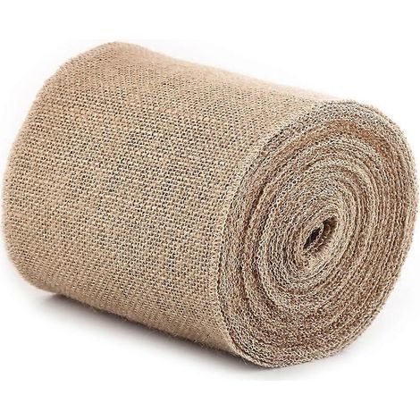 Chemin de table en toile de jute rustique de 10 m, ruban pour nœuds et compositions florales (15 cm) (1/3)