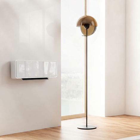Chauffage mural en céramique 1000/2000W, radiateur électrique, ventilateur, thermostat, minuterie, 54x18,7x12,3cm, blanc (1/5)