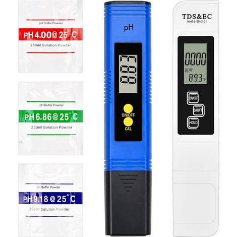 Testeur PH Piscine, PH, TDS, EC Mètre, Température 4 en 1, Testeur pH Mètre Électronique, PH Mètre Numérique, Testeur de Qualité de l'Eau pour Piscine, SPA, Aquarium (1/5)