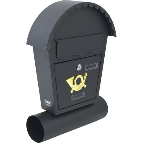 Briefkasten mit Zeitungsrolle, Anthrazit, 370x470x100mm