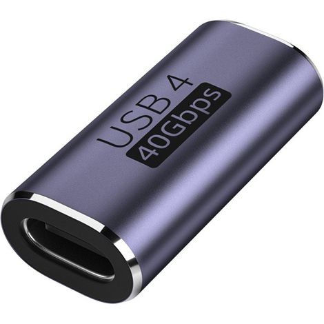 Adaptateur TYPE-C Femelle vers TYPE-C Femelle Droit - Lot de 2, Transfert 40Gbps