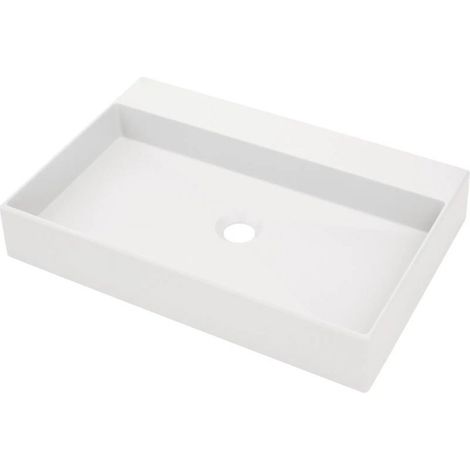 Lavabo rettangolare in granito bianco alabastro 60x40 cm con piano - Sofyro