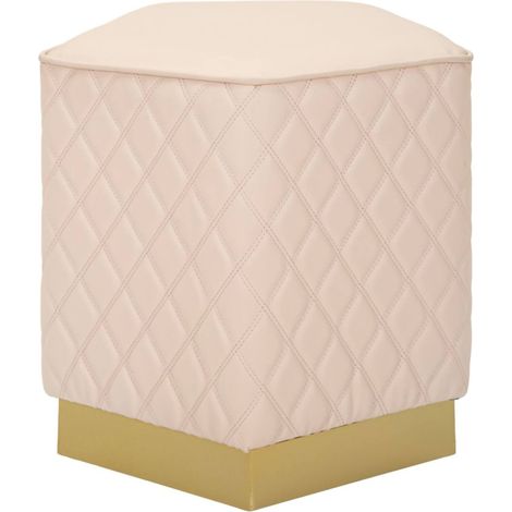 Dmora - Pouf Suasa, Poltrona multiuso, Scendiletto, Pouf poggiapiedi, 38x38 h38 cm, Rosa e Oro