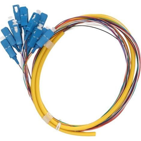 Jarretière fibre optique HURRISE de 1,5 mètre, monomode à 12 cœurs SC/UPC SM 12X, pour liaison et raccordement de réseau fibre optique (1/4)