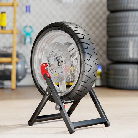 Équilibreuse manuelle de roues de moto aluminium acier équilibrage des dommages de roues pliable 40x39.5x40.5cm noir