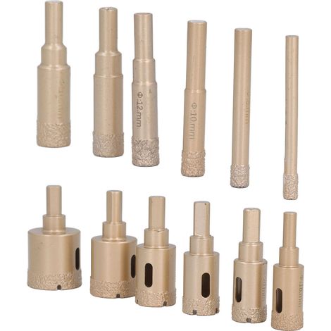 Kit de 12 scies trépans diamantées en acier au carbone 6 à 35 mm pour verre céramique pierre (1/5)