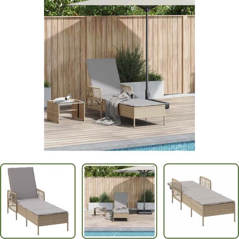 Transat moderne -  Transat Beige et Gris clair 55 x 200 x 92 cm polyrotin (1/5)