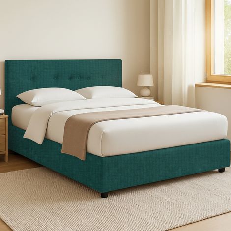 Letto Matrimoniale Preston, Sfoderabile, Contenitore Made in Italy, Verde Petrolio (1/5)