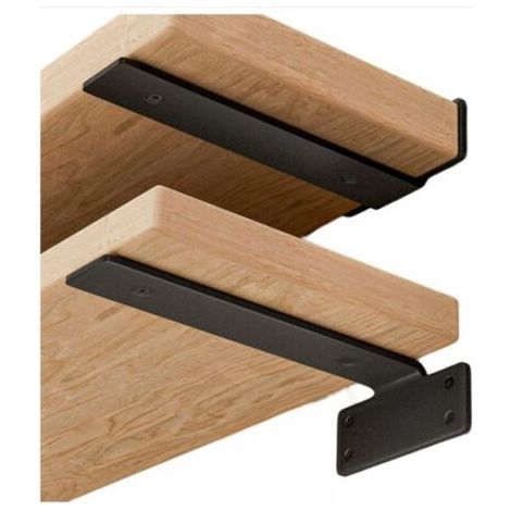Lot de 2 supports d'étagère 15cm Capacité de charge 75kg, supports muraux robustes en métal noir pour étagères (1/4)