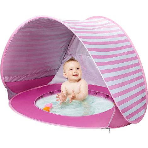 Tienda de playa para bebés con piscina, mejorada, fácil de plegar y desplegar, exclusiva tienda de campaña Ocean World para bebés, protección UV UPF 50+, tienda de campaña para exteriores para bebés y (1/4)