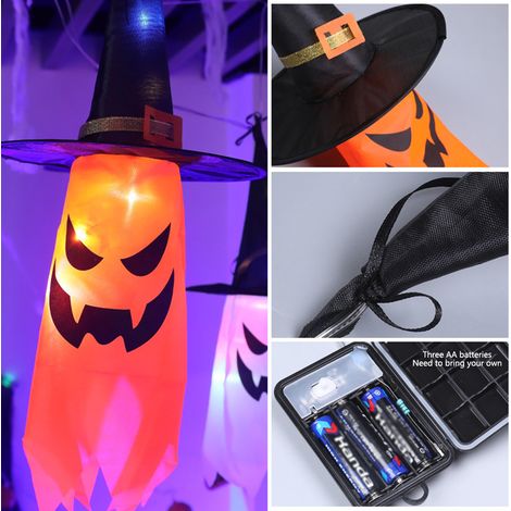 5 Pièces Chapeaux de Fantôme Lumineux Suspension Décoration Halloween Intérieur Extérieur Guirlande Lumineuse pour Jardin Terrasse Fête (1/5)