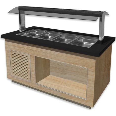 Buffet chaud - 4 GN - Chêne - Granit noir - Température +30/+90°C - LINE SB-H 170 - Saro