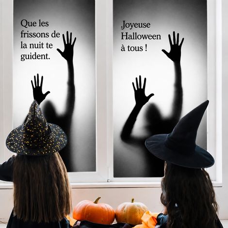 Sticker de vitre électrostatique Halloween 45 x 100 cm film décoratif PVC sans colle pour fenêtre vitrine silhouette fantôme 160 g – Livraison gratuite (1/5)