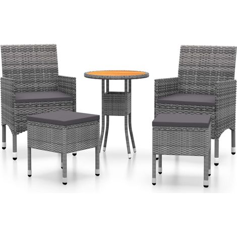 Maison Exclusive - 5-tlg. Garten-Lounge-Set Poly Rattan Grau