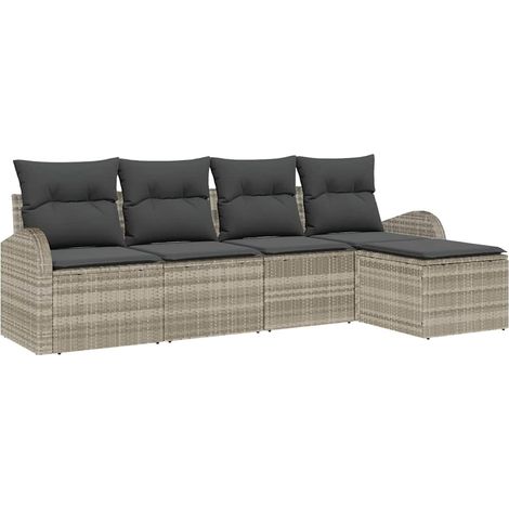 Maison Exclusive - Set di divani con cuscino 5 pcs Grigio chiaro polyrattan (1/5)