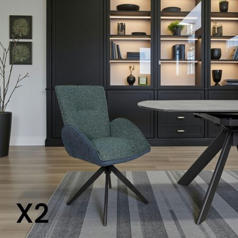 Fauteuil de table pivotant bleu, bi-matière (lot de 2) AGADE (1/5)