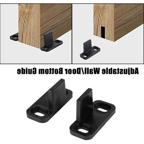 Dailygoods，Guía para puerta corredera (4 piezas)，Guía de rodillo inferior ajustable，Guía de suelo para puerta corredera，Plástico (1/5)