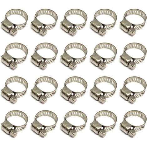 Collier De Serrage Inoxydable 304 Réglable 10-16mm Pour Tuyau Gaz Eau Câble Robinet 20 Pièces (1/4)