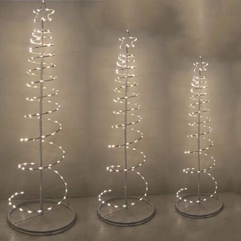 Albero di natale luminoso da esterno luci led per decorazioni natalizie casa giardino ristorante struttura in metallo antivento - misuraaltezza: cm 120 (1/5)