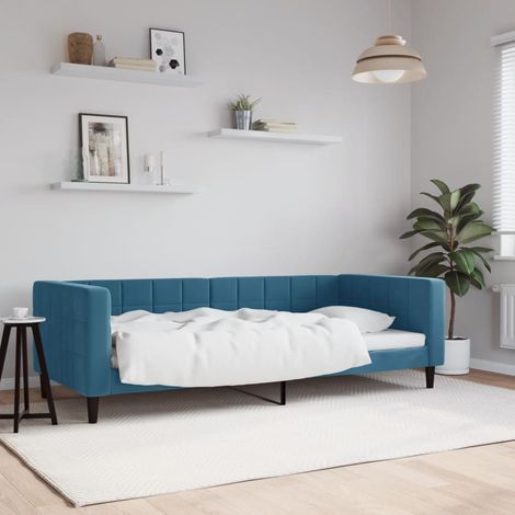 Sofá cama sin colchón terciopelo azul 90x200 cm vidaXL (1/5)