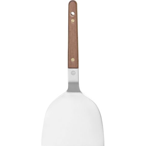 Spatule Teppanyaki, manche en bois de noyer, retourneur d'hamburger, d'oeufs, grattoir à aliments pour grill, barbecue, spatule de cuisine, plancha, 240x105mm, acier inoxydable (1/3)