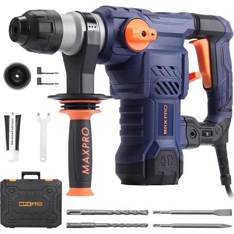 Marteau Perforateur Électrique SDS-Plus 1500W Perforateur Burineur 5.5J, 6 Vitesses, 3 Fonctions, Technologie Anti-vibration Capacité de Perçage: Béton (32MM), Métal (13MM), Bois (42MM) (1/5)