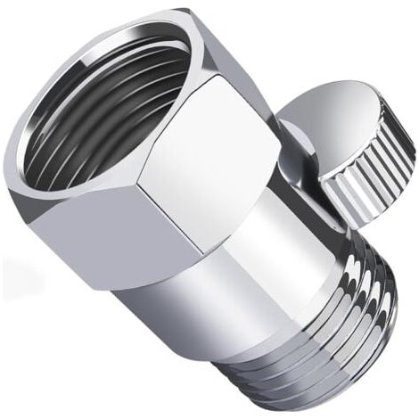 Vanne de contrôle du débit de douche en laiton (chromé) : vanne d'arrêt de pomme de douche (femelle et mâle), vannes de contrôle du débit d'eau, pour pomme de douche à main ou pulvérisateur de bidet - (1/5)