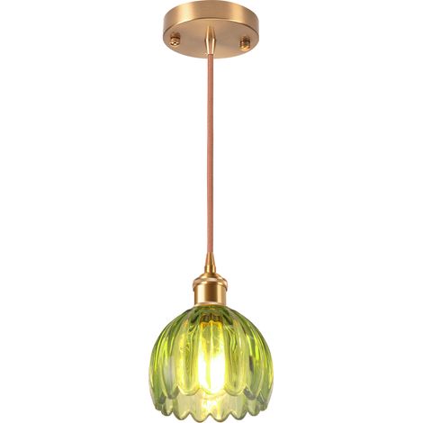 Glass Pendant Light Vintage Interior Ceiling Light Retro Pendant Lights Modern Glass Pendant Light For Bedroom, Living Room, Hallway Green