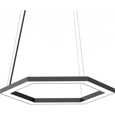 LUMICOM  ESAGONO 1X Sospensione, STRIP LED, 22W/m, 3000K, metallo, nero lucido, Ø40cm (1/2)