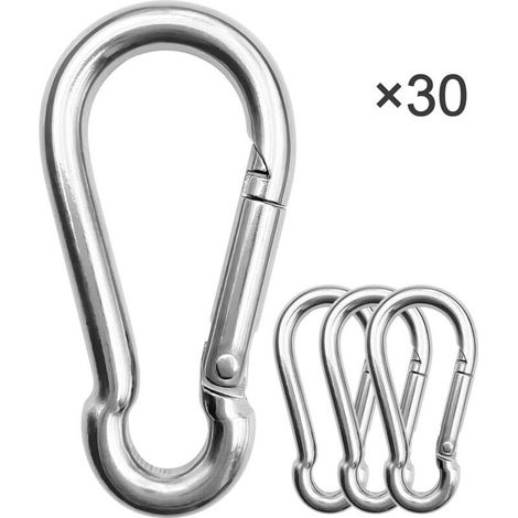 Mousqueton lot de 30, acier inoxydable 304, robuste, pour extérieur, camping et randonnée, OUYLAF (1/5)