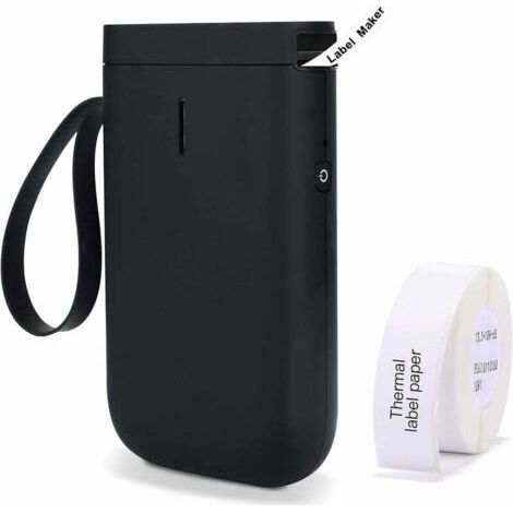 Étiqueteuse avec Ruban adhésif, sans Fil, Bluetooth, Portable, Mignon, Transparent, imprimante d'étiquettes Autocollantes sans Encre avec différentes Polices (Noir) (1/4)