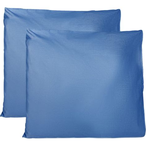 Taie Oreiller 100% Coton 60x60 CM Lot De 2, Taie d'oreiller Rectangulaire Coton avec Fermeture - Bleu Royal (1/5)