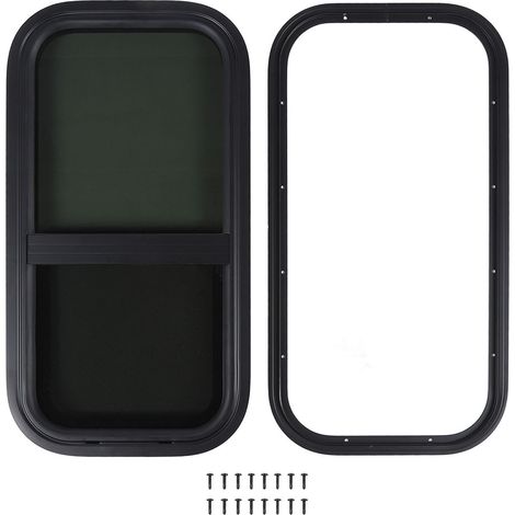 Fenêtres de camping-car en alliage d'aluminium, 24.4x12.2 pouces, étanche, résistante aux UV, en verre trempé, fenêtre de remorque avec écran pour camping-cars (1/5)