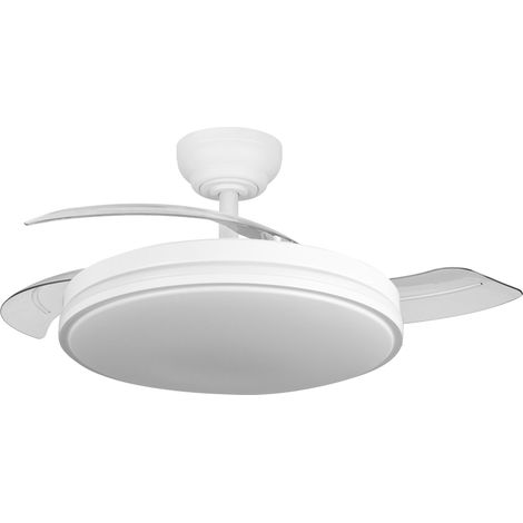 Ventilador de Techo Yatek Rubia Blanco con Aspas Retráctiles LED 60W 6980 lm Motor DC Silencioso 6 Velocidades Mando a Distancia Temporizador 107 cm