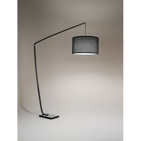 Lampadaire Arc en Métal Noir, Base en Marbre, Design Moderne avec Abat-jour, Hauteur 215 cm, Culot E27 Max 40W - Perenz Parigi 6304 N Black