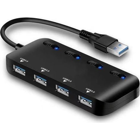 Hub USB 3.0 - Non spécifié - 4 Ports - Ultra Fin - Voyants Individuels - Commutateurs d\'alimentation (1/4)