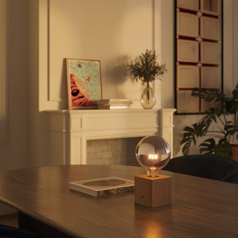 Lampada ricaricabile senza fili Cabless03 e lampadina G125 mezza sfera argento