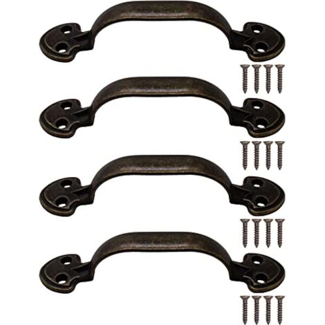 Lot de 4 poignées de meuble antiques en laiton bronze vieilli 115 x 24 mm