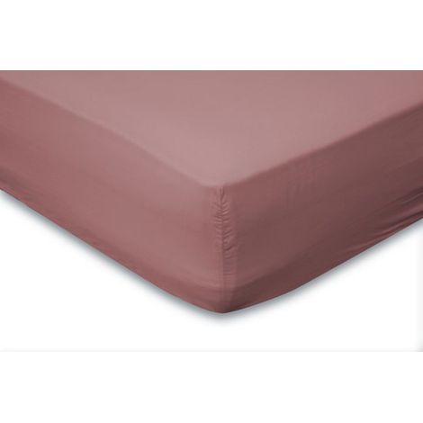 Drap-housse en percale de coton, hauteur d'angle 35 cm - Rose - Drap-housse 90 x 200 cm - Draps-housses - 1 personne (1/4)