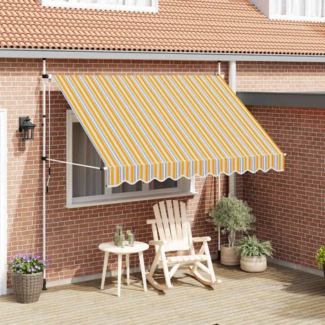vidaXL Tenda da Sole Retrattile Manuale 300 cm a Strisce Blu e