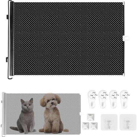 Barrière Escalier Chien, Barrière de Sécurité Chien, PVC Barriere de Sécurité Rétractable 0-125 cm, Hauteur : 40 cm, Barriere Extensible pour Chatons et Chiots, pour Escaliers, Couloirs, Porte (1/5)