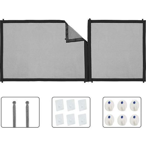 Magic Dog Gate Hundesicherheitsbarriere, 210 cm breit x 71 cm hoch, aus Netzgewebe, für Türen und Treppen. (1/4)