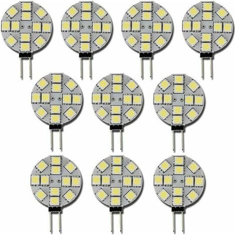 10 bombillas LED G4 DC 12V no regulables, blancas 6000K, reemplazo para lámparas halógenas de 20W, para cocina, autocaravana, caravana, remolque, barco. (1/5)