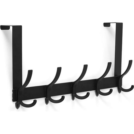 Türhaken, Handtuchhalter für Badezimmer mit 5 Dreifachhaken, Handtuchhalter für Badezimmer (schwarz, 1 Stück). (1/5)