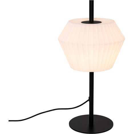 Modern Outdoor Table Lamp Black with White Lampshade IP44 - Robbert