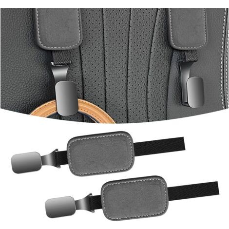 BUNTHAUS 2 crochets pour appuie-tête de siège auto, crochets en daim pour siège arrière de voiture, crochets de rangement universels en corde de nylon pour siège auto (gris) (1/5)