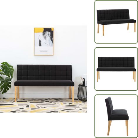 Banc 140 cm Noir Velours - Banc Noir - Banc Velours - Meuble Salle À Manger - Mobilier Intérieur - Chaise Confortable (1/5)