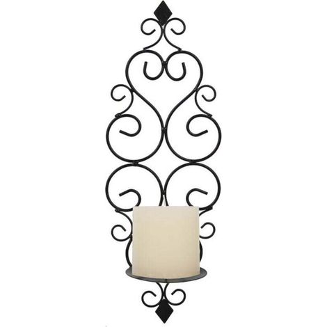 Bougie Appliques décoration Murale : bougeoirs muraux bougeoirs Fer volutes Accents décoratifs muraux Noir (1/3)